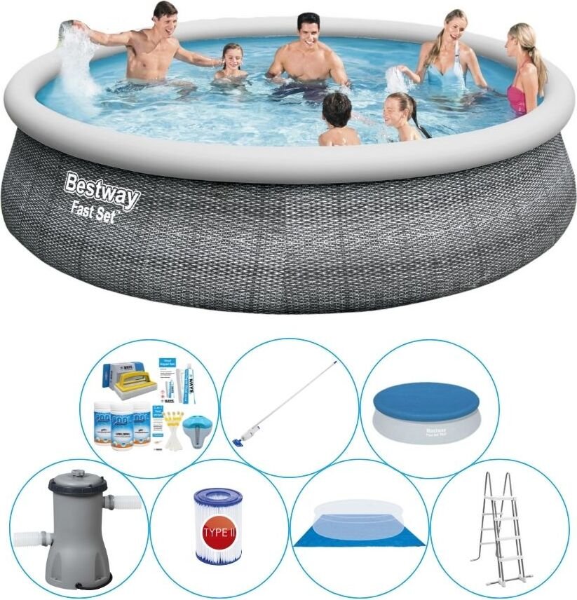 Zestaw basenowy - Bestway Fast Set 457x107 cm okrągły - rattanowy