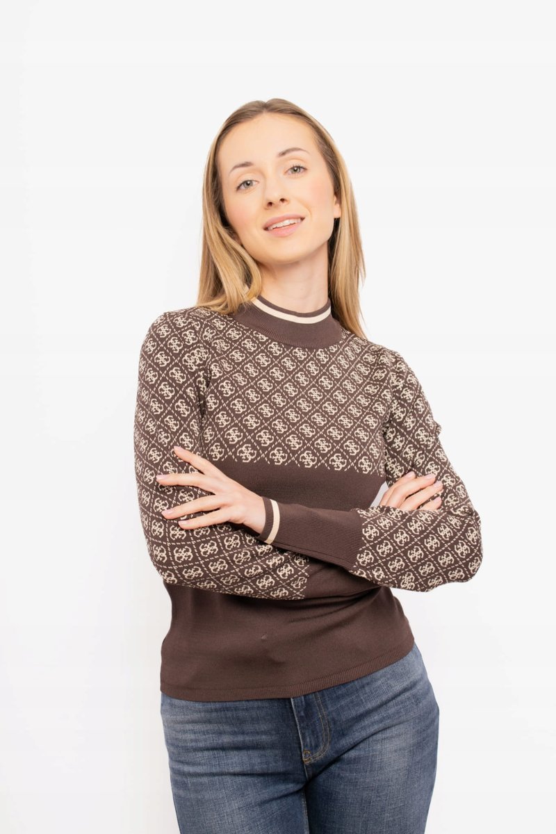 Sweter damski Guess W3BR81 Z37K0 brązowy - XL