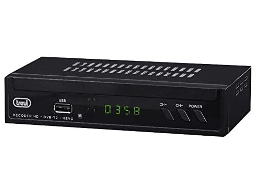 Trevi HE 3378 T2 HD DVBT-T2 cyfrowy dekoder naziemny z H.265/HEVC 10-bitowy HDMI, SCART, USB, regularny pilot zdalnego sterowania z funkcją nauki i seniora z dużymi przyciskami