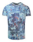 Koszulki męskie - T-Shirt Męski Niebieski z Kolorowym Nadrukiem, Koszulka, Krótki Rękaw, U-neck - New Antracid - miniaturka - grafika 1