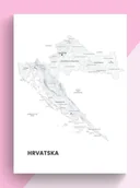 Obrazy i zdjęcia - CHORWACJA czarno-biała mapa plakat - miniaturka - grafika 1