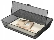 Przybory szkolne - Pojemnik na dokumnety zamykany A4 metalowy czarny - miniaturka - grafika 1