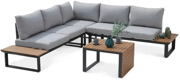 Modułowy zestaw ogrodowy na taras PASADENA Dark Grey narożnik wypoczynkowy