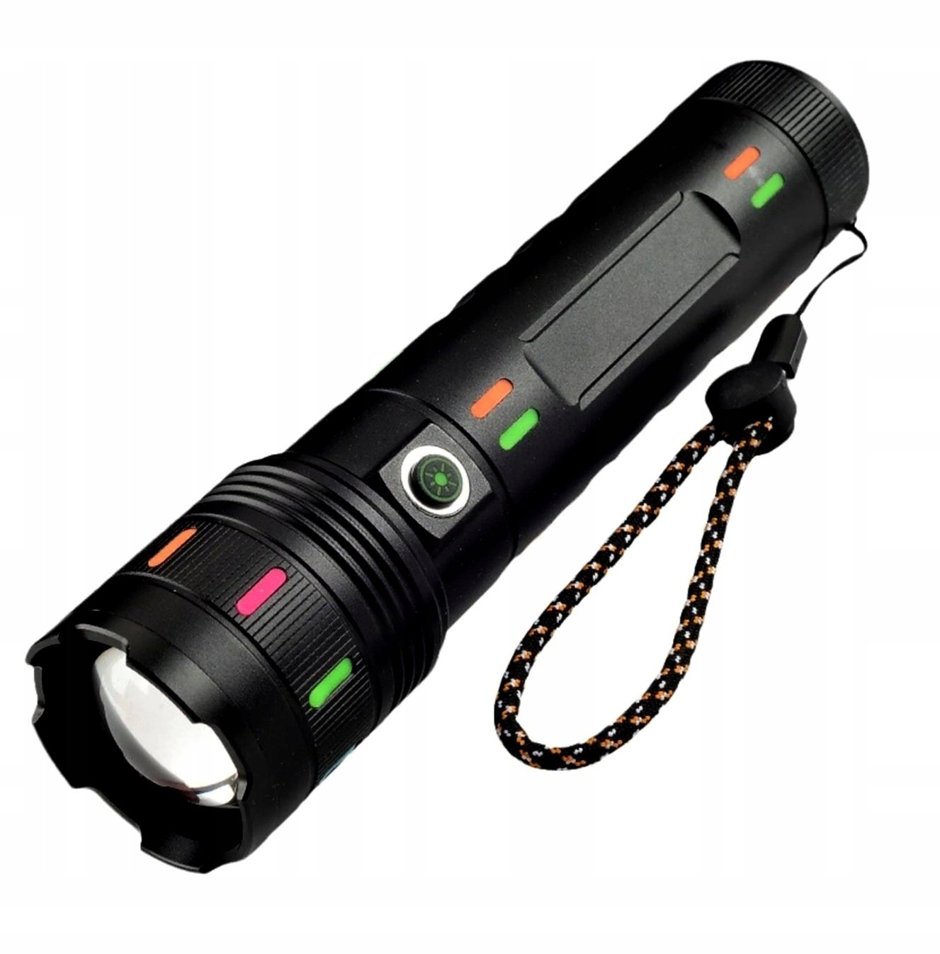 Mocna Latarka Led Powerbank Usb-c Zoom Wskaźnik Naładowania IPX5 25cm