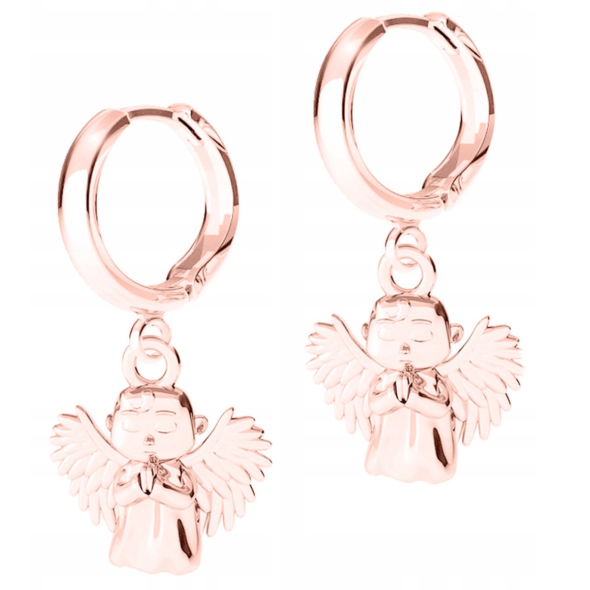 Kolczyki Pozłacane z Aniołkami Anioły Aniołki Stróże Angel SREBRO 925