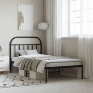 Inne meble do sypialni - Metalowa rama łóżka z wezgłowiem, czarna, 100x190 cm Lumarko! - miniaturka - grafika 1