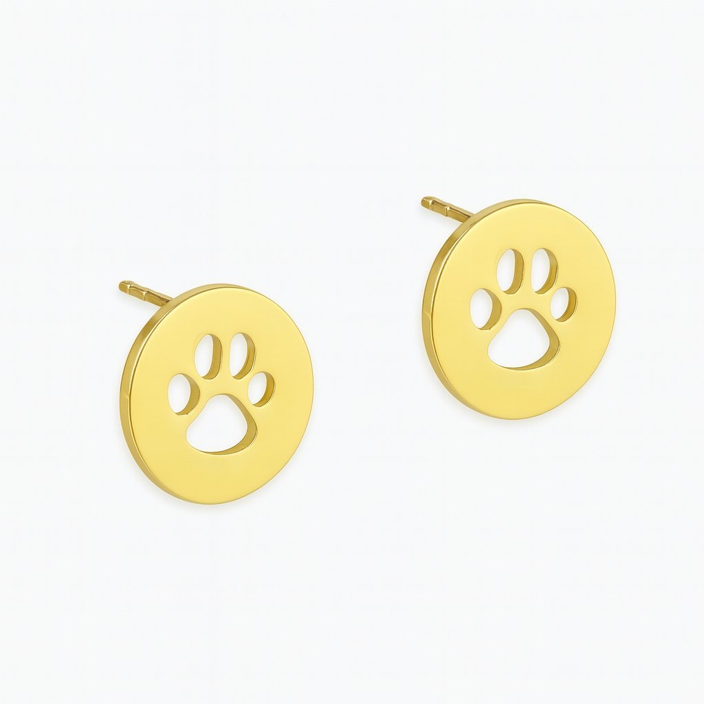 Kolczyki Milla - Złote Łapki Psa Kota Stal Chirurgiczna Sztyft 8mm