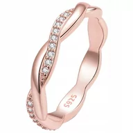 Pierścionki - Różowe złoto PIERŚCIONEK przeplatany pr 925 roz.14 PS025 - miniaturka - grafika 1