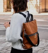 Torebki damskie - Plecak / torba 2 w 1 z nubuku rudy brąz - miniaturka - grafika 1