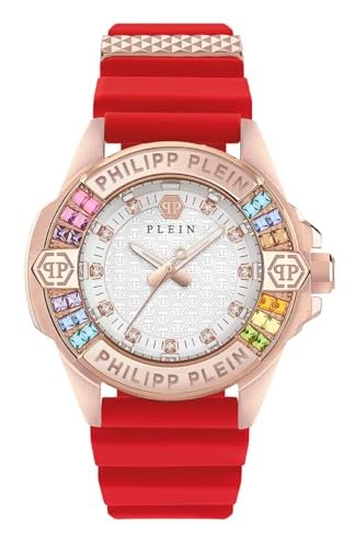 Philipp Plein Damski zegarek analogowy kwarcowy Plein Majesty, czerwony, Pasek