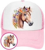Czapki i chusty sportowe męskie - Czapka z Daszkiem Konie Koń Różowa z Nadrukiem Lato Siatka Bejsbolówka - miniaturka - grafika 1