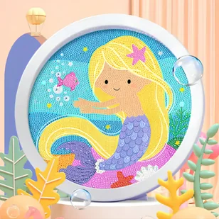 MOZAIKA DIAMENTOWA SYRENKA HAFT OBRAZ Z DIAMENTÓW DLA DZIEWCZYNKI PREZENT DLA DZIECKA - Zabawki kreatywne - miniaturka - grafika 1
