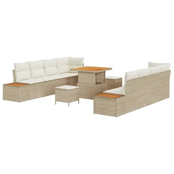 Zestaw Narożny Sofy z Rattanu, Beżowy, 4 Elementy, Wymiary 45-90x60 cm