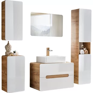 Zestaw Mebli do Łazienki Set 60 Universal Aruba Comad Biały, Dąb Craft Złoty - Meble łazienkowe - miniaturka - grafika 1