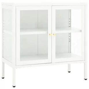 vidaXL Szafka boczna biała 70x35x70 cm stal i szkło 336065 - Komody - miniaturka - grafika 1