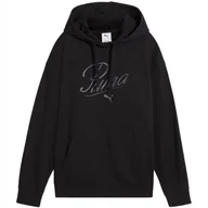Bluzy damskie - Bluza damska Puma Ess Script Comfort Hoodie czarna 684983 01 S - miniaturka - grafika 1