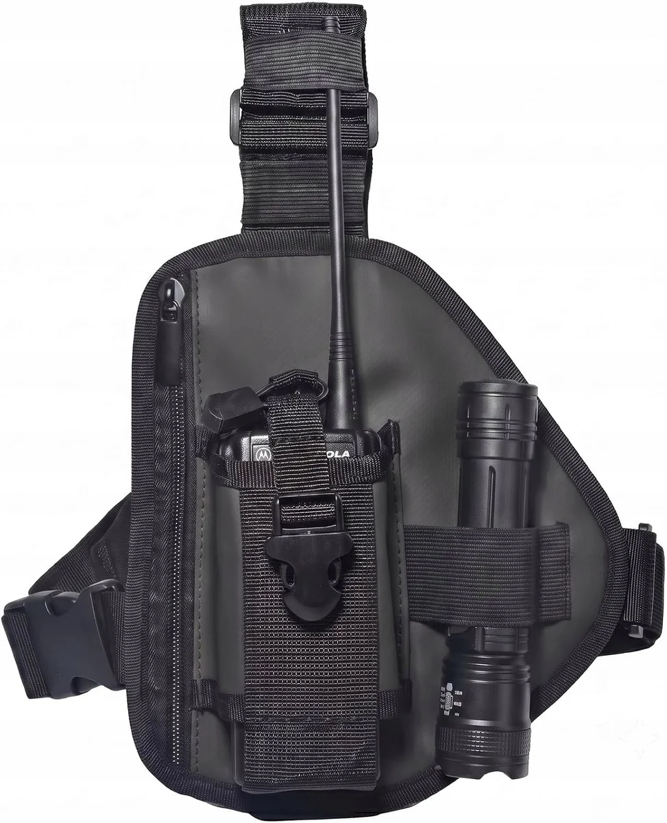 Torba na klatkę piersiową na radio walkie talkie, czarna, regulowana