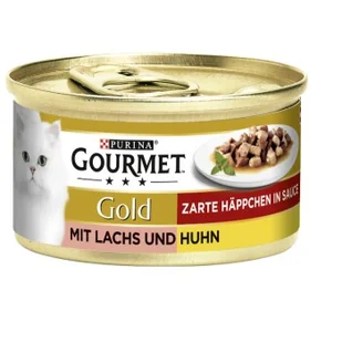 GOURMET Gold Delikatne kąski 12 x 85 g Łosoś i kurczak - Mokra karma dla kotów - miniaturka - grafika 1