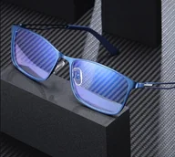 Okulary korekcyjne, oprawki, szkła - Męskie niebieskie okulary do komputera BLUE LIGHT zerówki 2554C - miniaturka - grafika 1