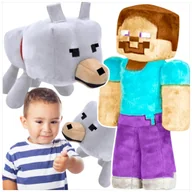 Maskotki i pluszaki - MINECRAFT - ZESTAW PLUSZOWYCH MASKOTEK 2w1 STEVE PIES DENIS - miniaturka - grafika 1