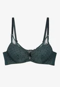Biustonosze - Ciemnozielony Biustonosz Koronkowy z Efektem Push-Up Donantia - miniaturka - grafika 1