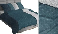 Poszewki na poduszki - Poszewka 40x40 granatowa turkusowa biała geometria paski bawełna Max - miniaturka - grafika 1
