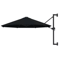 Parasole ogrodowe - vidaXL Parasol ścienny na metalowym słupku 300 cm czarny 47300 - miniaturka - grafika 1