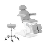 Fotele kosmetyczne - physa Fotel do pedicure i taboret kosmetyczny jasnoszary - Fotele kosmetyczne - miniaturka - grafika 1