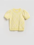 Swetry dla dziewczynek - Reserved - Sweter z krótkim rękawem - jasnożółty - miniaturka - grafika 1
