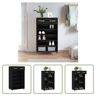 The Living Store Szafka na buty czarna 60x35x105 cm materiał drewnopochodny - Szafki na buty The Living Store Szafka na buty czarna 60x35x105 cm materiał drewnopochodny - Szafki na buty - miniaturka - grafika 1