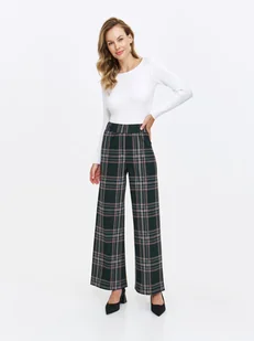 Szerokie zielone spodnie w kratę - Spodnie damskie - miniaturka - grafika 1