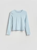 Bluzki dla dziewczynek - Reserved - Koszulka z haftem - jasnoniebieski - miniaturka - grafika 1