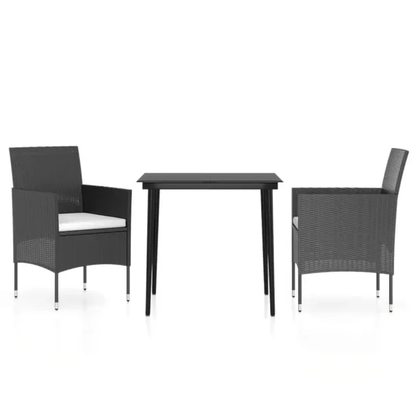 Zestaw mebli ogrodowych czarny, stół 80x80x74 cm, krzesła 53x58x84 cm