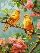 Malowanie po numerach - Malowanie po numerach - Wiosenne kanarki 30x40cm - miniaturka - grafika 1
