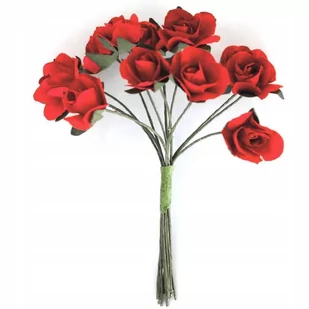 ARGO Kwiaty papierowe bukiecik RÓŻE 12szt. czerwone - Pozostałe akcesoria dla plastyków - miniaturka - grafika 2
