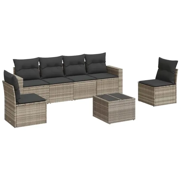 Zestaw mebli ogrodowych modułowych jasnoszary rattan PE 65,5 x 62 x 69 cm