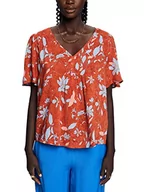 Bluzki damskie - ESPRIT Wzorzysta bluzka z krótkim rękawem, mieszanka bawełny, koralowy poara?czowy, L - miniaturka - grafika 1