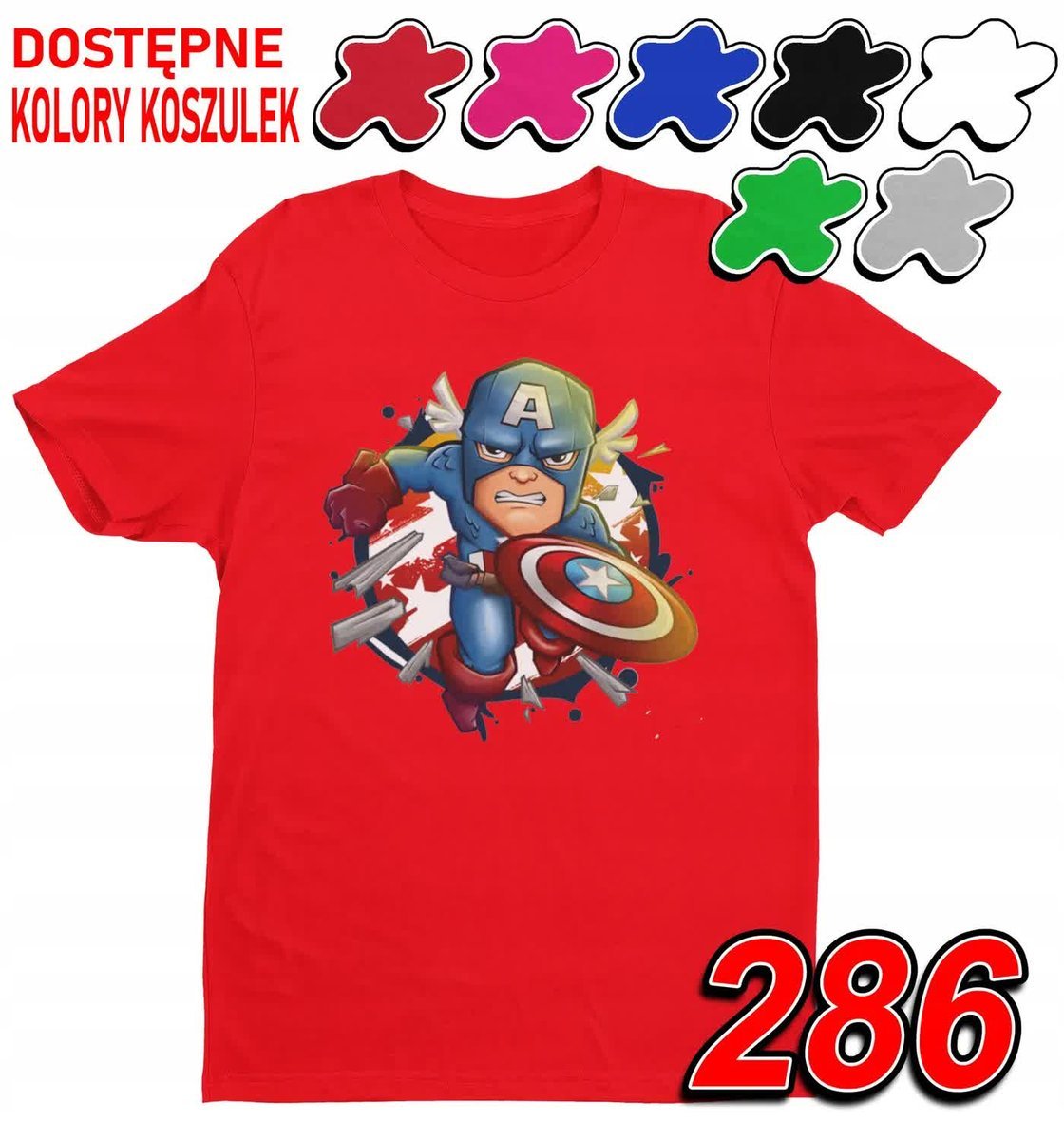 Dziecięca Koszulka T-Shirt Z Nadrukiem Kapitan Ameryka - L 146-152
