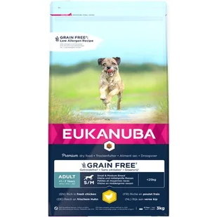 Eukanuba Grain Free Adult Small / Medium Breed, kurczak - 3 kg - Sucha karma dla psów - miniaturka - grafika 1