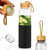 Shakery i bidony sportowe - Butelka na wodę szklana z silikonowym pokrowcem 600 ml - miniaturka - grafika 1