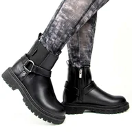 Botki damskie - BIG STAR OO274A128 botki damskie zimowe na płaskim obcasie ocieplane - miniaturka - grafika 1