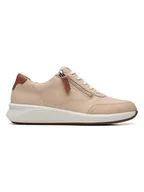 Trampki damskie - Clarks Skórzane sneakersy "Un Rio Zip" w kolorze beżowym - miniaturka - grafika 1