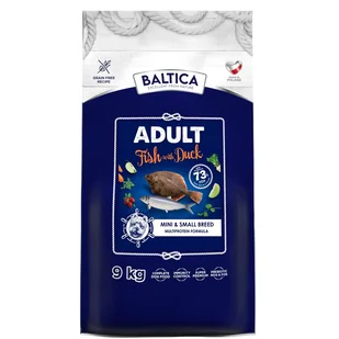 Baltica Adult Fish with Duck XS/S 9kg RYBA MAŁE RASY - Sucha karma dla psów - miniaturka - grafika 1