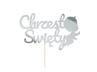 Ciasta i półprodukty do ciast - Topper papierowy na tort Chrzest Święty srebrny - 1 szt. - miniaturka - grafika 1