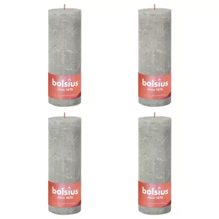Bolsius Świece pieńkowe Shine, 4 szt., 190x68 mm, piaskowa szarość - Świece - miniaturka - grafika 1