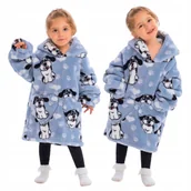 Bluzy dla dziewczynek - KOC BLUZA Oversize Kocobluza Dziecięca 2w1 Piesek Pies Długa Piżama Kocyk - miniaturka - grafika 1