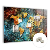 Tablice i flipcharty - Tablica Magnetyczna do Biura z Magnesami - 100x70 cm - WZÓR Świat chaosu - miniaturka - grafika 1