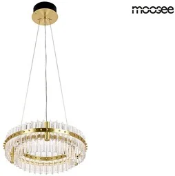 LAMPA WISZĄCA okrągła, kryształowa, złoty metalowy stelaż, styl glamour - Lampy sufitowe - miniaturka - grafika 1
