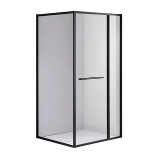 Czarna prostokątna kabina prysznicowa Kira 120x90 drzwi rozsuwane do wewnątrz - Kabiny prysznicowe - miniaturka - grafika 1