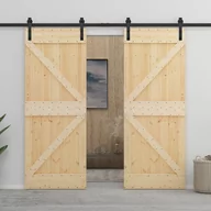 Drzwi wewnętrzne - Drzwi przesuwne z osprzętem, 90x210 cm, lite drewno sosnowe | 3057594 VIDAXL - miniaturka - grafika 1